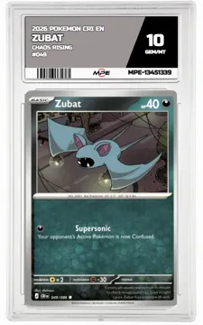 2026 POKEMON CRI EN Chaos Rising #049 Zubat MPE 10 GEM/MT — graded card up for auction
