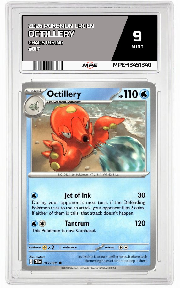 2026 POKEMON CRI EN Chaos Rising #017 Octillery MPE 9 MINT — graded card auctioned from the MPE vault