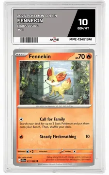 2026 POKEMON CRI EN Chaos Rising #011 FENNEKIN MPE 10 GEM/MT — graded card up for auction