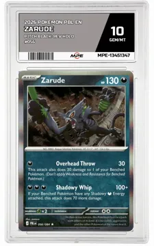 2026 POKEMON PBL EN Pitch Black-REV HOLO #056 Zarude MPE 10 GEM/MT — graded card up for auction