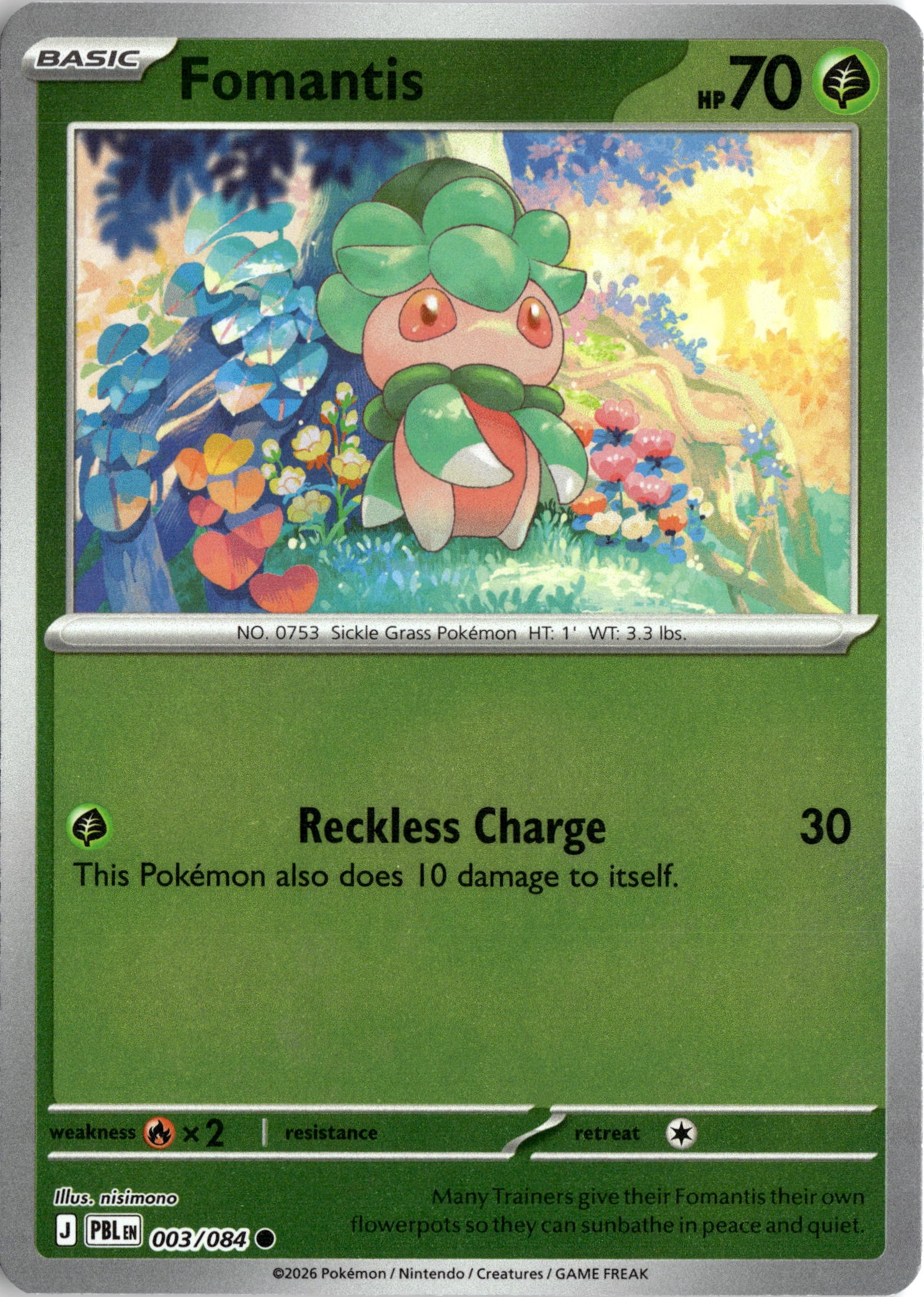 2026 Pokemon Pbl En Fomantis graded slab
