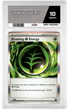 2026 POKEMON POR EN Perfect Order-HOLO #086 GROWING ENERGY MPE 10 GEM/MT — graded card up for auction