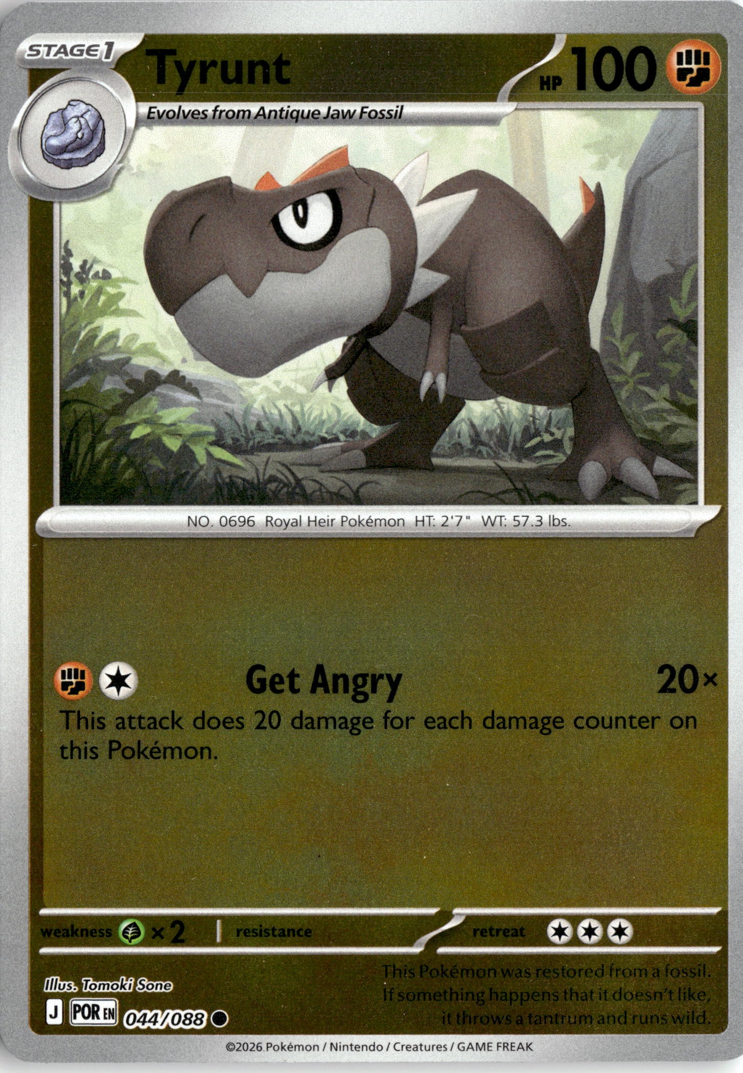 2026 Pokemon Por En Tyrunt graded slab