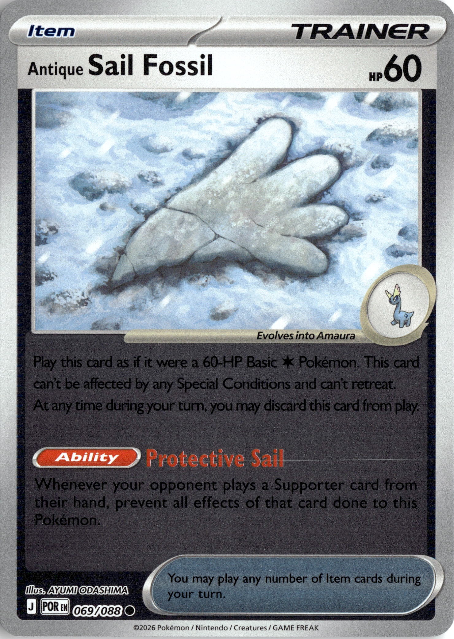 2026 Pokemon Por En Antique Sail Fossil graded slab
