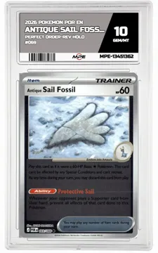 2026 POKEMON POR EN Perfect Order-REV HOLO #069 Antique Sail Fossil MPE 10 GEM/MT — graded card up for auction