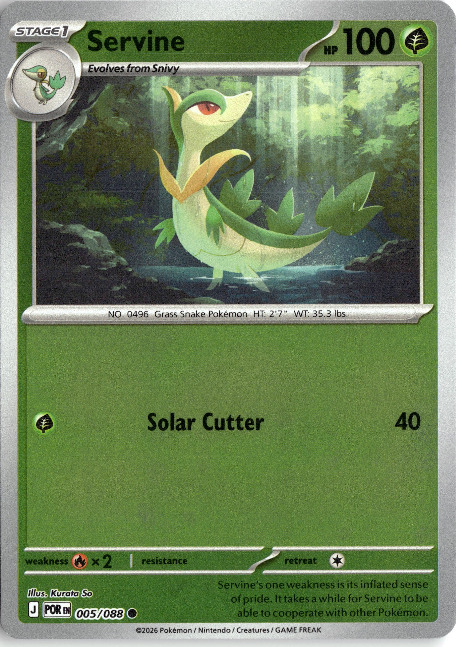 2026 Pokemon Por En Servine graded slab
