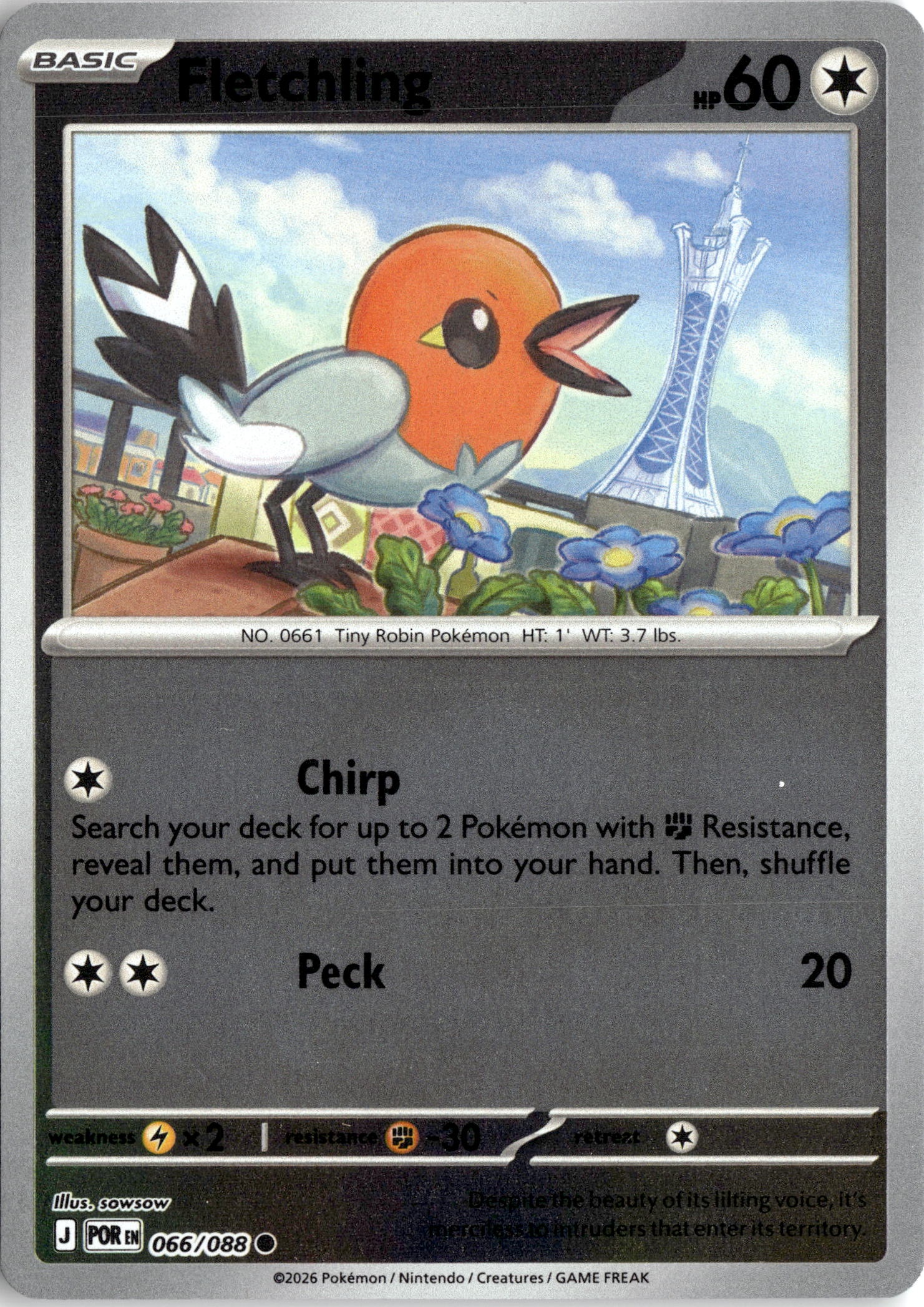2026 Pokemon Por En Fletchling graded slab