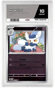 2026 POKEMON POR EN Perfect Order-REV HOLO #034 Meowstic MPE 10 GEM/MT — graded card up for auction