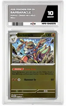 2026 POKEMON POR EN Perfect Order-REV HOLO #043 BARBARACLE MPE 10 GEM/MT — graded card up for auction