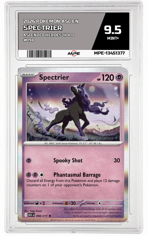 2026 POKEMON ASC EN Ascended Heroes-HOLO #098 Spectrier MPE 9.5 MINT+ — graded card auctioned from the MPE vault