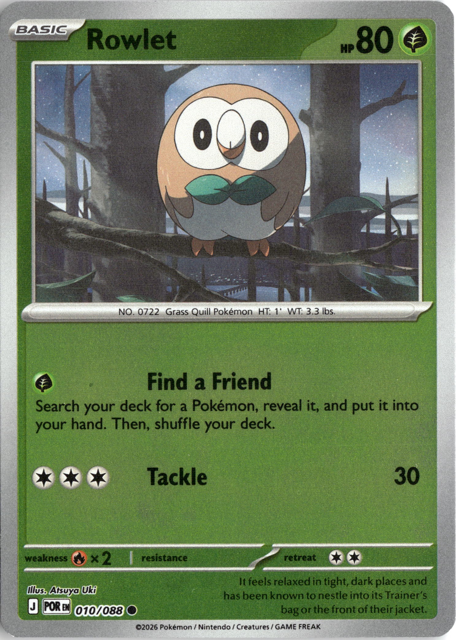 2026 Pokemon Por En Rowlet graded slab
