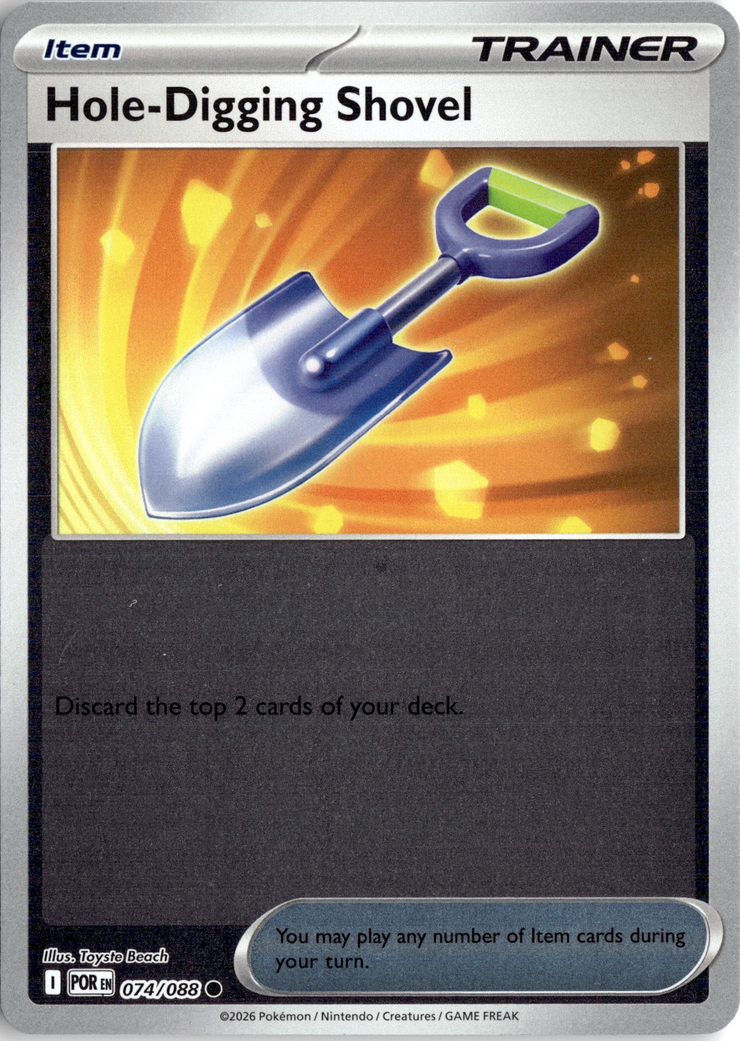 Hole-Digging Shovel graded slab