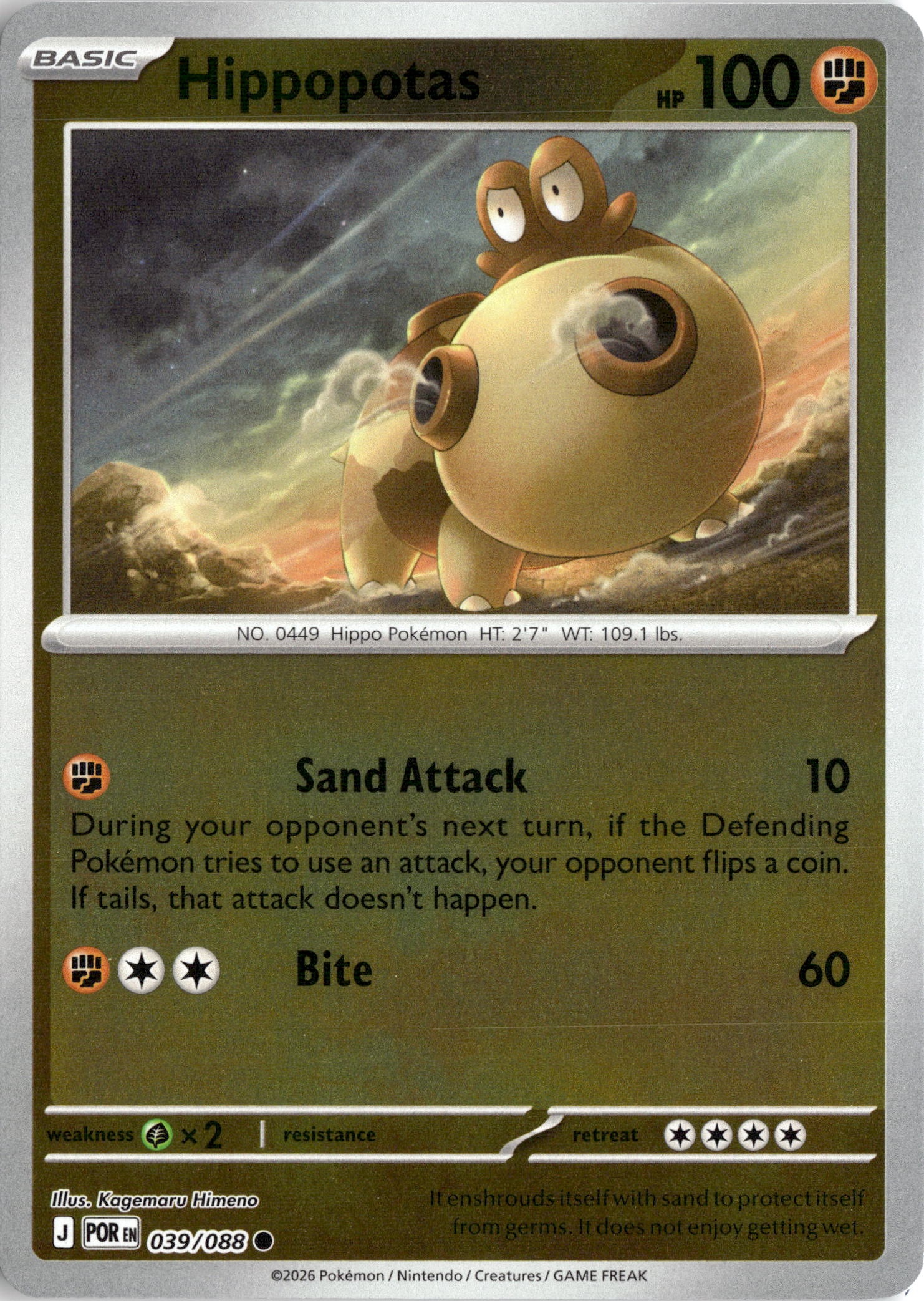 2026 Pokemon Por En Hippopotas graded slab