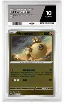 2026 POKEMON POR EN Perfect Order-REV HOLO #039 Hippopotas MPE 10 GEM/MT — graded card up for auction