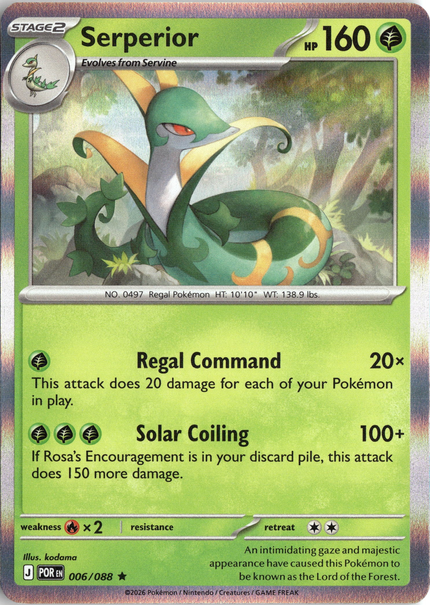 2026 Pokemon Por En Serperior graded slab