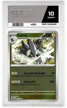 2026 POKEMON POR EN Perfect Order-REV HOLO #028 Luxray MPE 10 GEM/MT — graded card up for auction