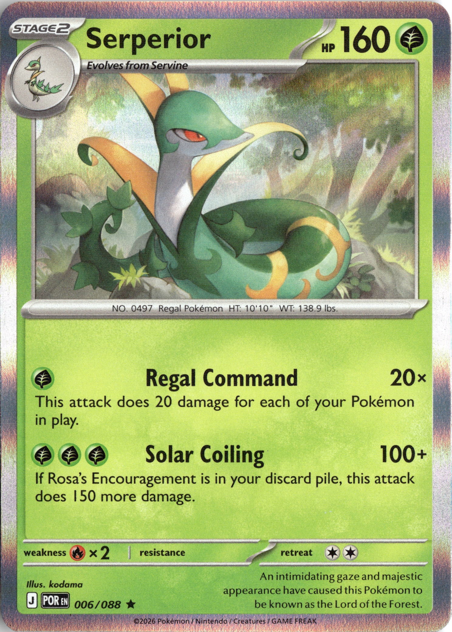 2026 Pokemon Por En Serperior graded slab