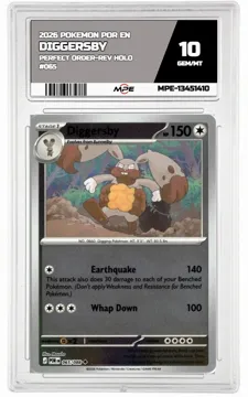 2026 POKEMON POR EN Perfect Order-REV HOLO #065 DIGGERSBY MPE 10 GEM/MT — graded card up for auction