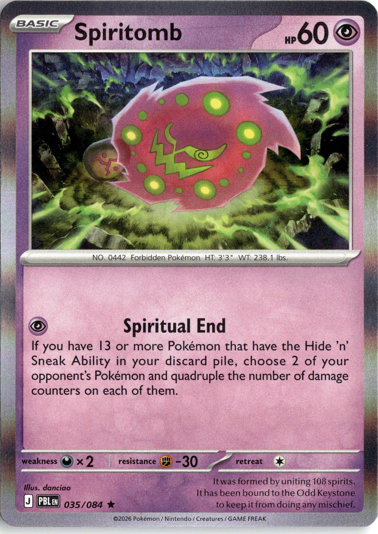 2026 Pokemon Pbl En Spiritomb graded slab