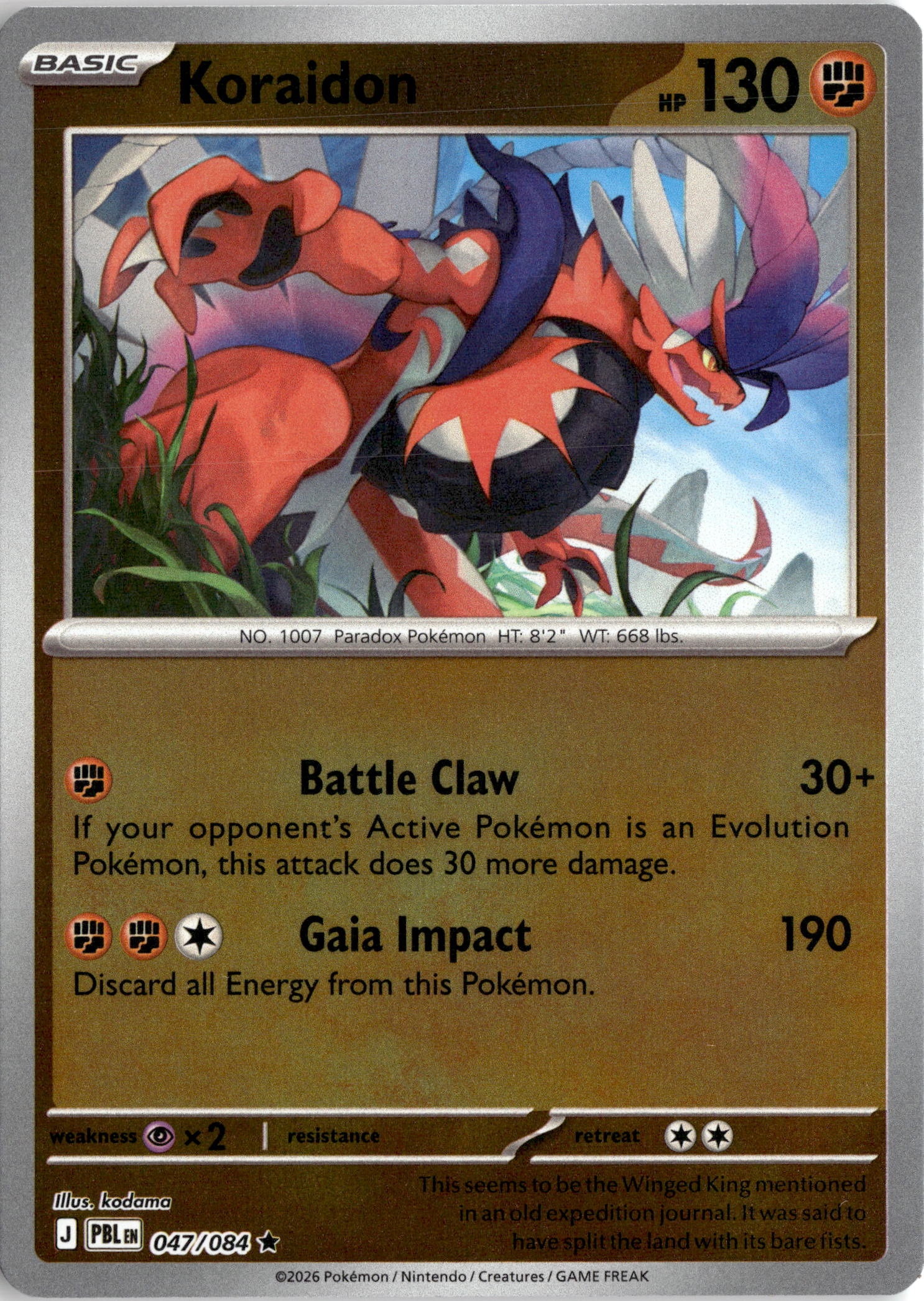 2026 Pokemon Pbl En Koraidon graded slab