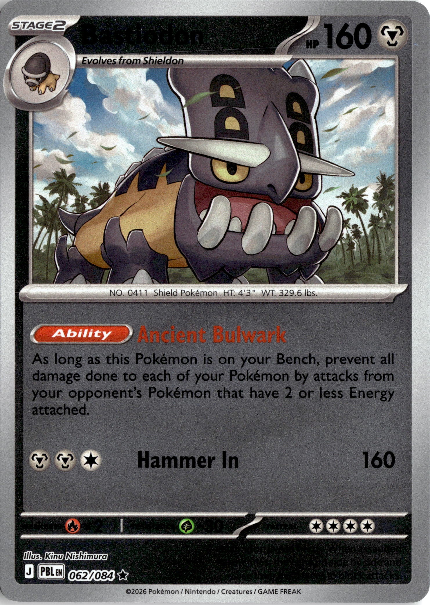 2026 Pokemon Pbl En Bastiodon graded slab