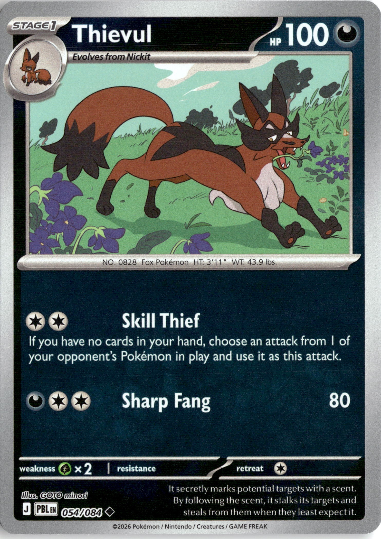 2026 Pokemon Pbl En Thievul graded slab