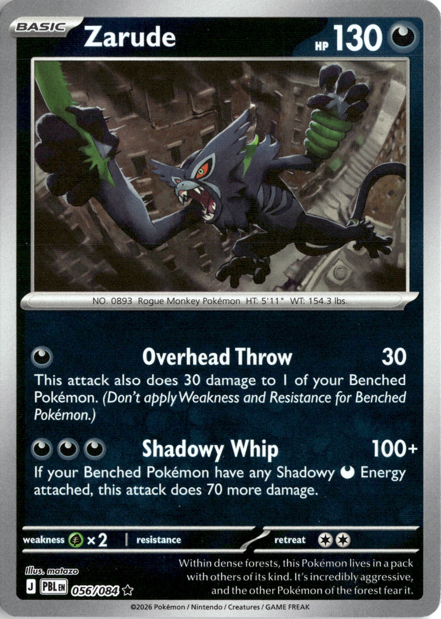 2026 Pokemon Pbl En Zarude graded slab