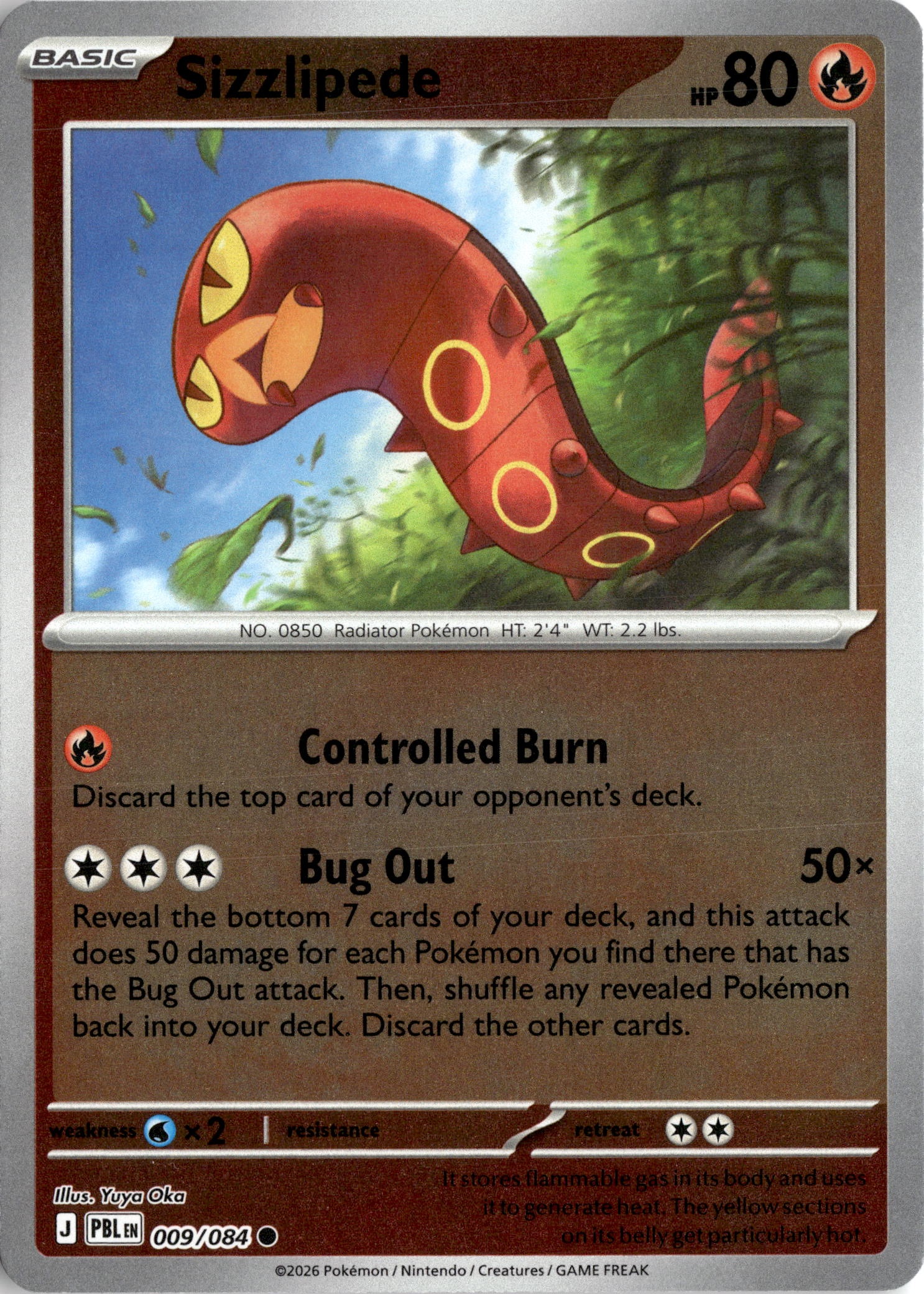 2026 Pokemon Pbl En Sizzlipede graded slab