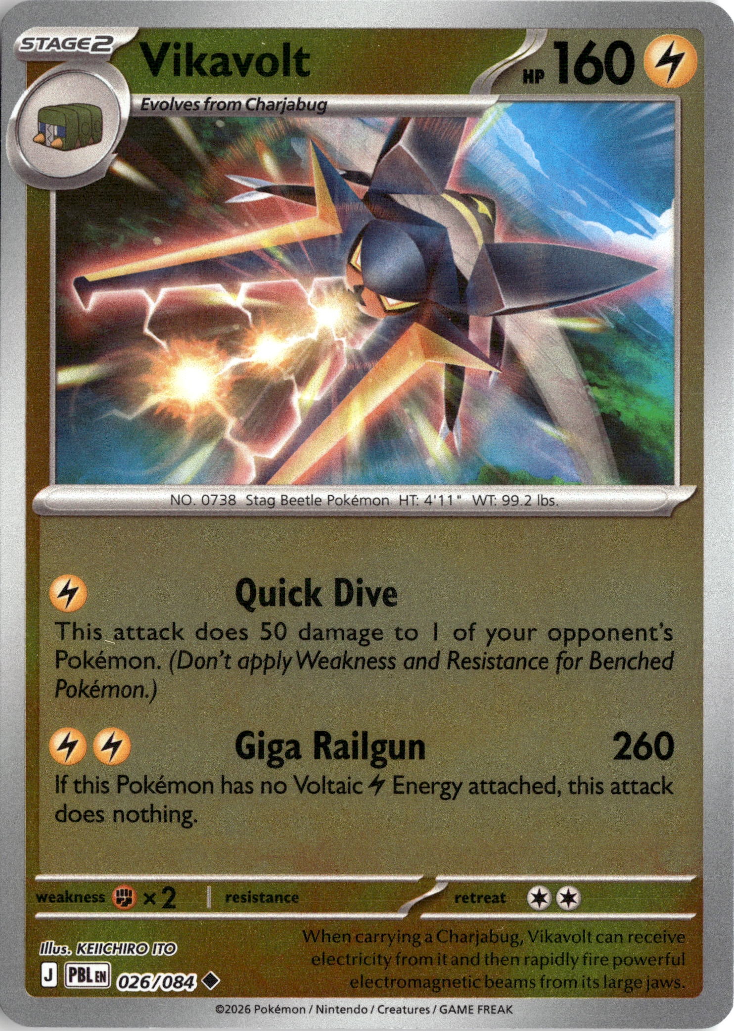 2026 Pokemon Pbl En Vikavolt graded slab