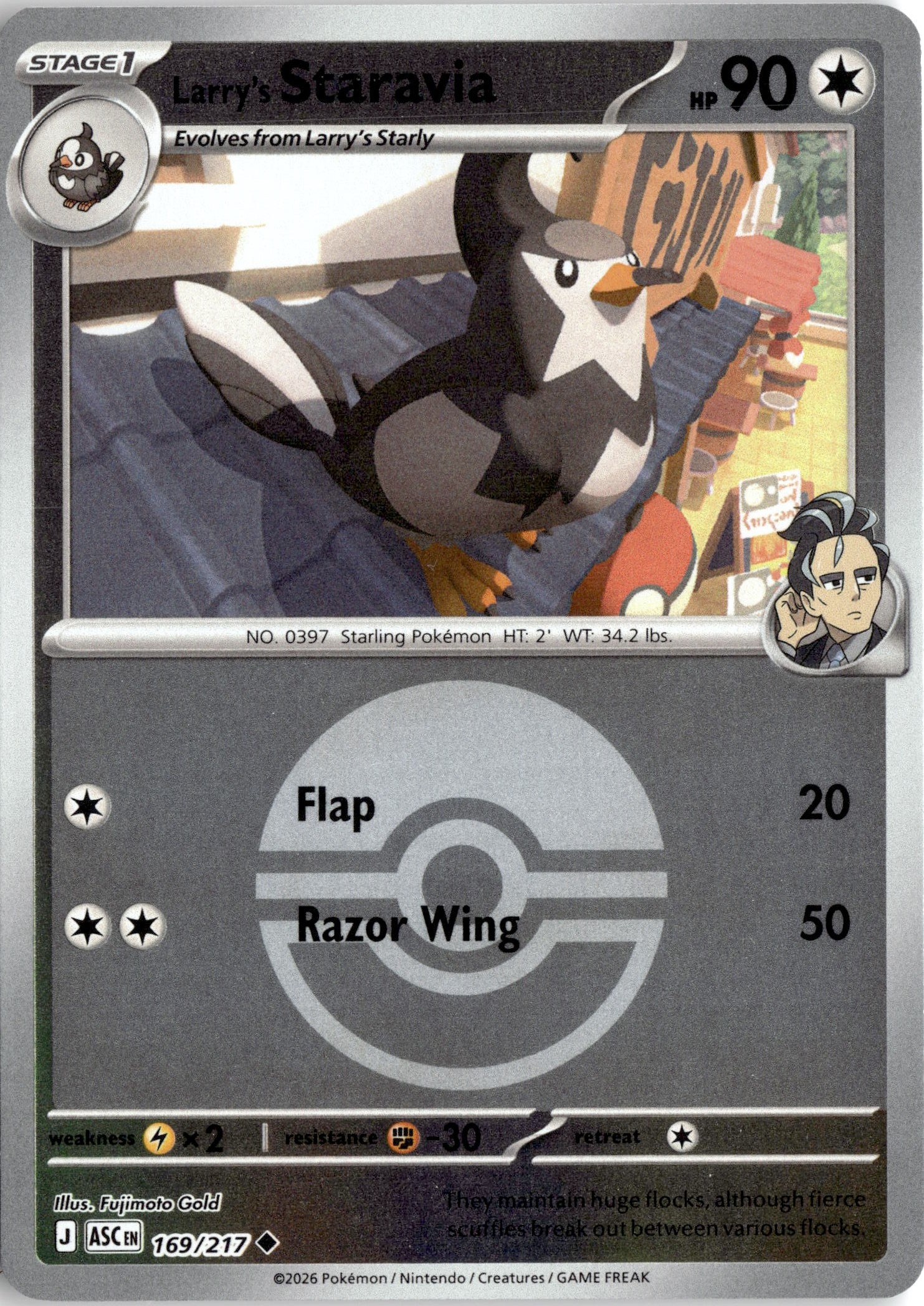 2026 Pokemon Asc En Larry's Staravia graded slab