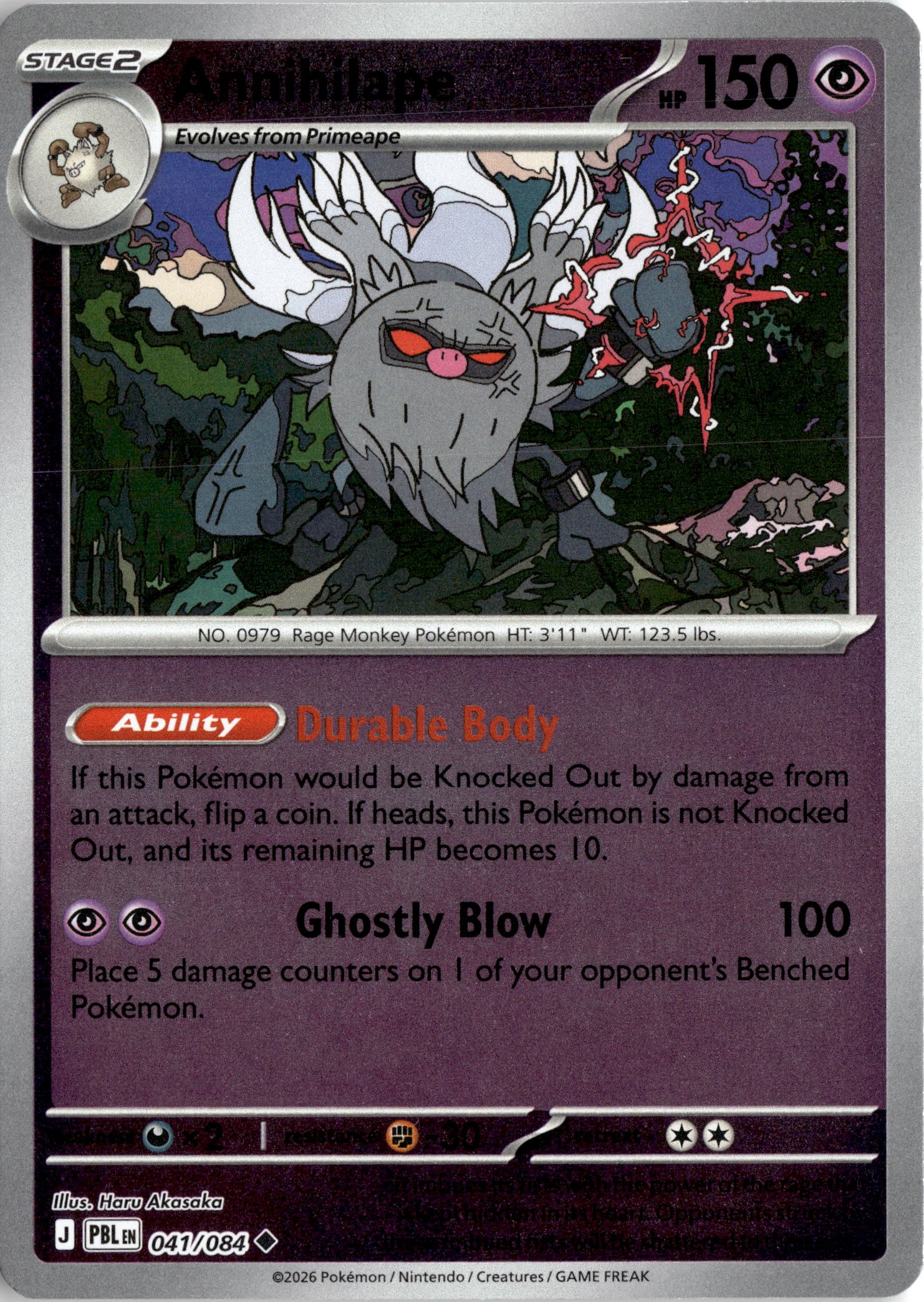 2026 Pokemon Pbl En Annihilape graded slab