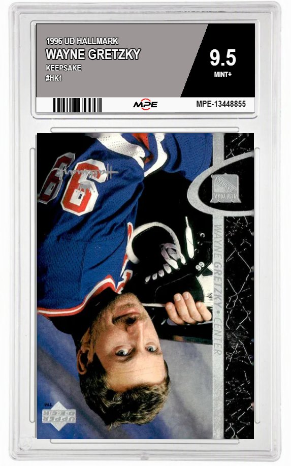 1996 UD HALLMARK KEEPSAKE #HK1 WAYNE GRETZKY MPE 9.5 MINT+ — graded card auctioned from the MPE vault