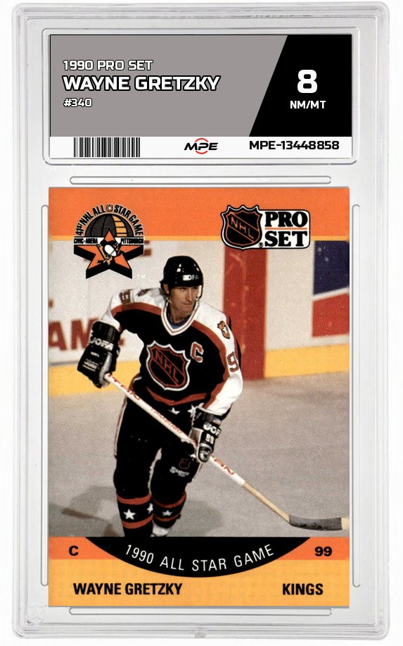 1990 PRO SET #340 WAYNE GRETZKY MPE 8 NM/MT — graded card auctioned from the MPE vault