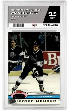 1991 TOPPS STADIUM CLUB CHARTER MEMBER #NNO WAYNE GRETZKY MPE 9.5 MINT+ — graded card up for auction