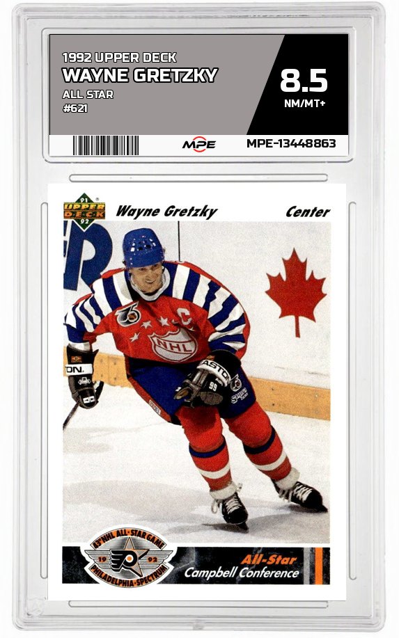 1992 UPPER DECK ALL STAR #621 WAYNE GRETZKY MPE 8.5 NM/MT+ — graded card auctioned from the MPE vault