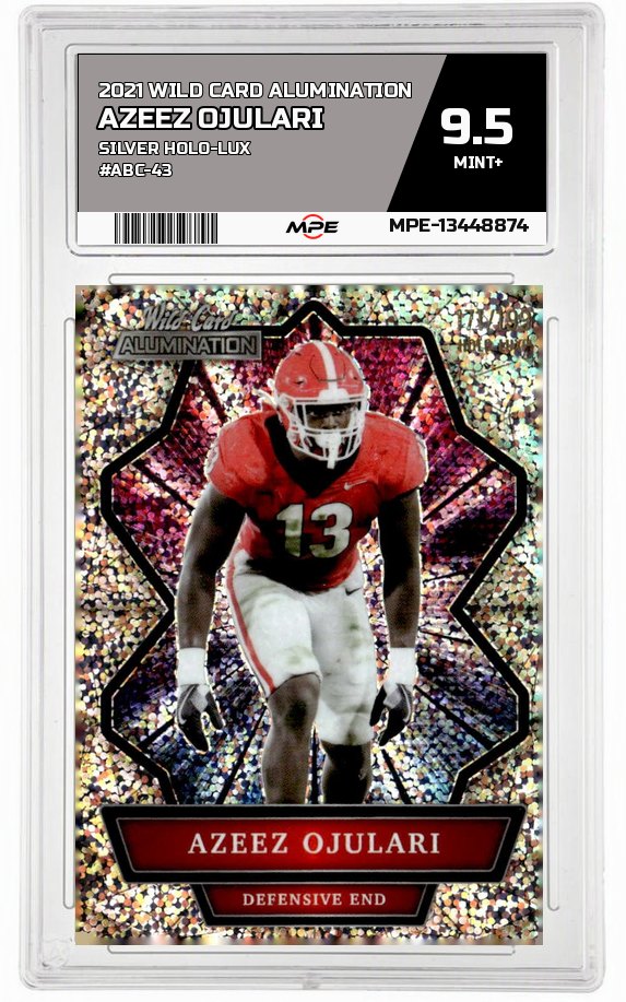 2021 WILD CARD ALUMINATION SILVER HOLO-LUX #ABC-43 AZEEZ OJULARI MPE 9.5 MINT+ — graded card auctioned from the MPE vault