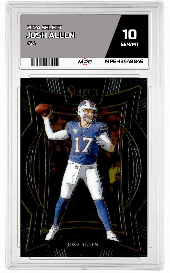 2024 SELECT #34 JOSH ALLEN MPE 10 GEM/MT — graded card auctioned from the MPE vault