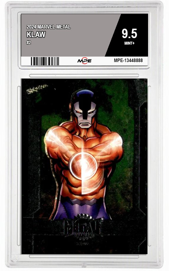 2024 MARVEL METAL #2 KLAW MPE 9.5 MINT+ — graded card auctioned from the MPE vault
