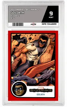2022 MARVEL BEGINNINGS Red Base #136 GOLIATH MPE 9 MINT — graded card up for auction
