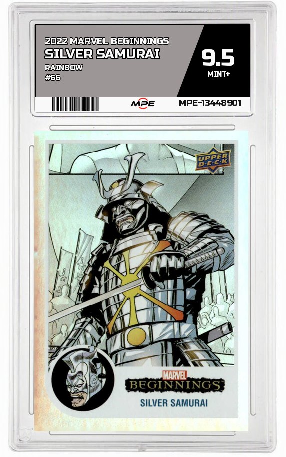 2022 MARVEL BEGINNINGS RAINBOW #66 SILVER SAMURAI MPE 9.5 MINT+ — graded card auctioned from the MPE vault