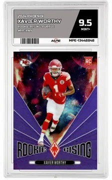 2024 PHOENIX ROOKIE RISING-PURPLE #RR-XWY XAVIER WORTHY MPE 9.5 MINT+ — graded card up for auction