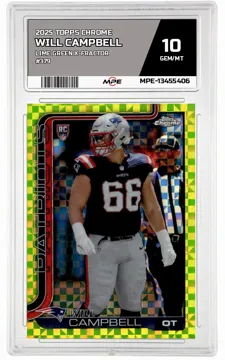2025 TOPPS CHROME Lime Green X-Fractor #379 WILL CAMPBELL MPE 10 GEM/MT — graded card up for auction