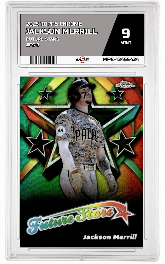 2025 TOPPS CHROME FUTURE STARS #FS-3 JACKSON MERRILL MPE 9 MINT — graded card auctioned from the MPE vault