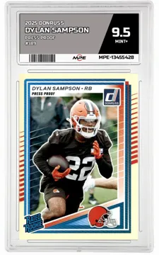 2025 DONRUSS PRESS PROOF #389 DYLAN SAMPSON MPE 9.5 MINT+ — graded card up for auction