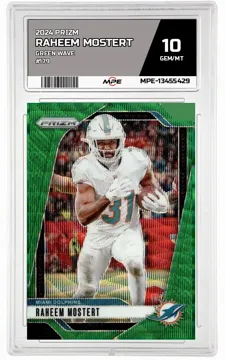 2024 PRIZM GREEN WAVE #179 RAHEEM MOSTERT MPE 10 GEM/MT — graded card up for auction