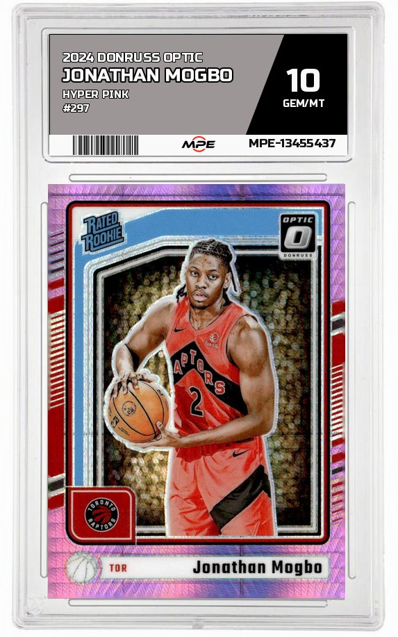 2024 DONRUSS OPTIC Hyper PINK #297 JONATHAN MOGBO MPE 10 GEM/MT — graded card auctioned from the MPE vault