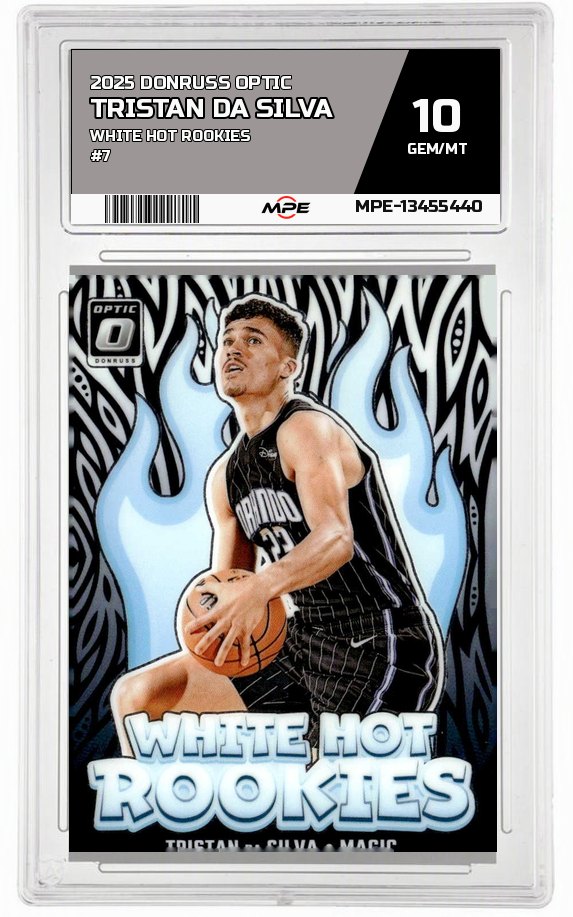 2025 DONRUSS OPTIC WHITE HOT ROOKIES #7 TRISTAN DA SILVA MPE 10 GEM/MT — graded card auctioned from the MPE vault