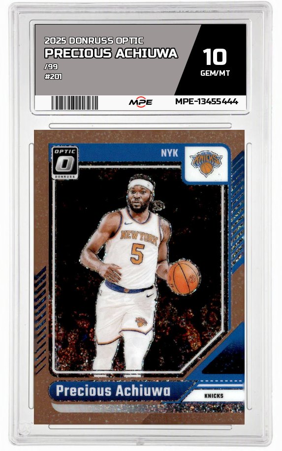 2025 DONRUSS OPTIC /99 #201 PRECIOUS ACHIUWA MPE 10 GEM/MT — graded card auctioned from the MPE vault