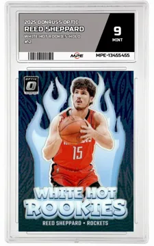 2025 DONRUSS OPTIC WHITE HOT ROOKIES-HOLO #12 REED SHEPPARD MPE 9 MINT — graded card up for auction