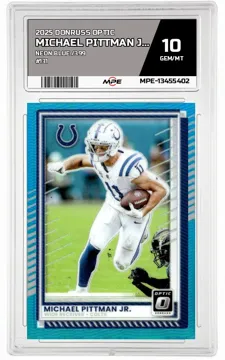 2025 DONRUSS OPTIC Neon Blue /399 #131 MICHAEL PITTMAN JR. MPE 10 GEM/MT — graded card up for auction